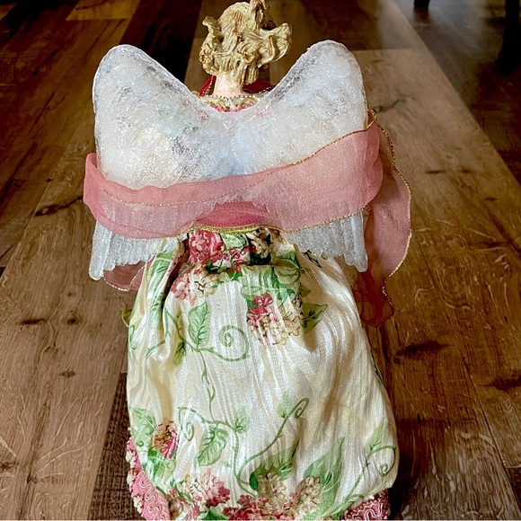 Vintage Ceramic Angel Christmas Tree Topper or Deco, Deep Green and Wine Red - Picture 4 of 8